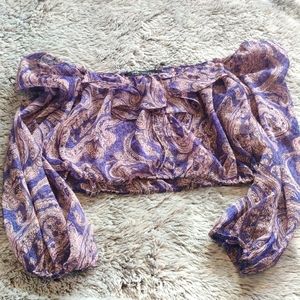 Zara pink and purple off the shoulder top